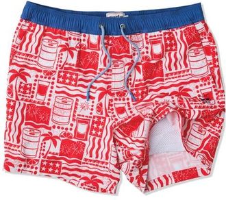 Party Pants Pourth of July Happy Hour 5-Inch Swim Trunks in Cream at Nordstrom, Size Xx-Large