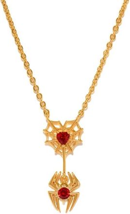 Girls Crew Marvel Spider-Man Web of Love Pendant Necklace in Gold at Nordstrom