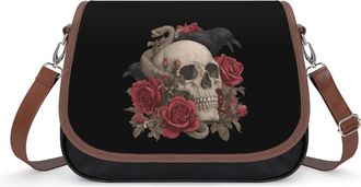 Generic Skull Snake Roses And Raven Fashion Womens Crossbody Bags Novelty Handbag Shoulder Bag Purse