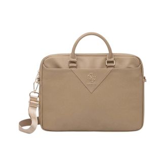 Guess ZIP Leren Driehoek Laptop Aktetas - unisex - Tassen - Beige - Maat: ONE Size Zijde
