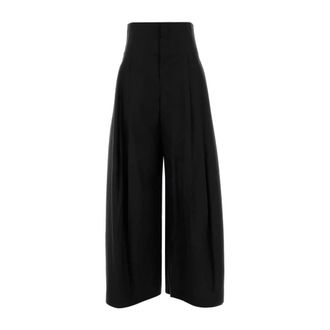 Brunello Cucinelli Brunello Cucinelli, Wide Trousers, female, Black, Size: S Cotton Blend Palazzo Pant