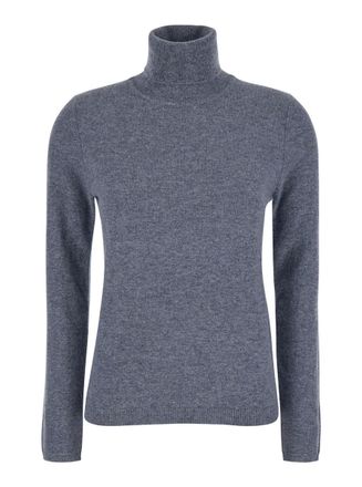 Plaîn Grey Turtleneck In Cashmere Woman