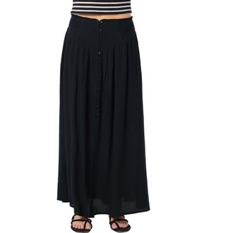 O'Neill Tryston Button Front Midi Skirt in Black at Nordstrom, Size Xx-Large