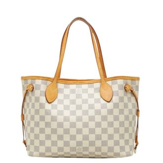 Louis Vuitton Damier Azur White Leather Pvc Handbag Tote Bag (Pre-Owned)