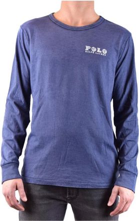 Polo Ralph Lauren Tops, Heren, Blauw, M, Katoen, Blauw Langemouw Ronde Hals T-shirt