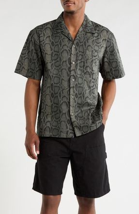 Carhartt Work in Progress Snake Camo Cotton Twill Camp Shirt in Snake Leaf (Garment) at Nordstrom, Size Xx-Large