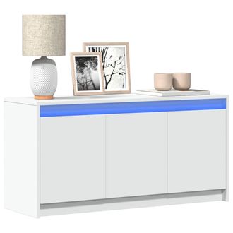 Berkfield Home TV Cabinet with LED White 100x34x50 cm Engineered Wood | Size: 100 x 34 x 50 cm
