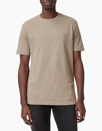 AllSaints Mens AllSaints Mens T Shirts Lycra Stretch Cotton Crew Neck Short Sleeve Summer Tee - Brown - Size: 38