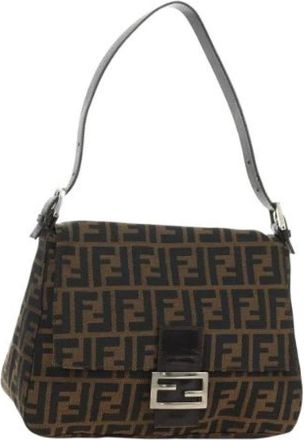 Fendi Pre-owned Vintage Zucca Canvas Shoulder Bag - Dames - Vintage Schoudertas - Bruin - ONE Size - Leer - Vintage