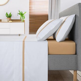 Casa da Laura S&aacute;banas 100% algod&oacute;n 300 hilos amarillo cama 150/160 1 almohada 45