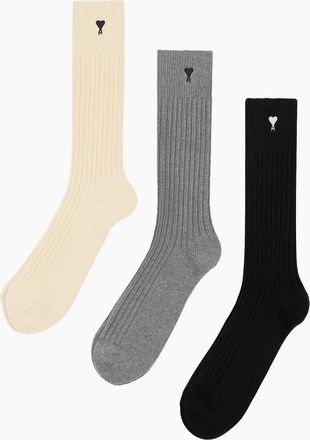 Ami Womens ADC 3 Pack Socks Multicolour - Black/Tan - Size: 6.5/7/7.5/8/8.5/9/6