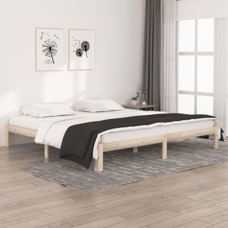 Berkfield Home Bed Frame Solid Wood Pine 200x200 cm in Brown