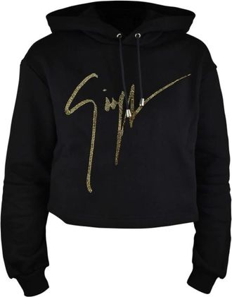 Giuseppe Zanotti Korte Hoodie - Dames - Hoodies - Zwart - L - Katoen - Hoodies & sweatvesten