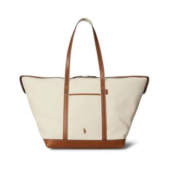 Polo Ralph Lauren Borsa Tote Grande con Ricamo Logo - - Bags - Donna - Beige - ONE SIZE