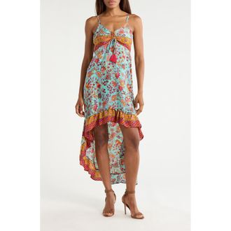 La Fiorentina Strappy High Low Dress in Blue/Pink at Nordstrom Rack, Size X-Large