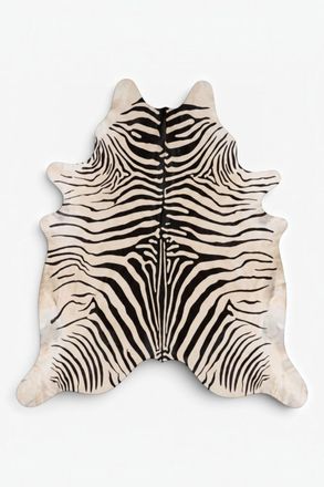 Infinity Leather Natural Cow Real Leather Black White Zebra Print Cowhide Hairon Rug - Zebra