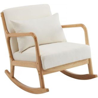 Habitat et Jardin Mecedora De Estilo Escandinavo De Tejido De Rizo Y Madera <> - Beis