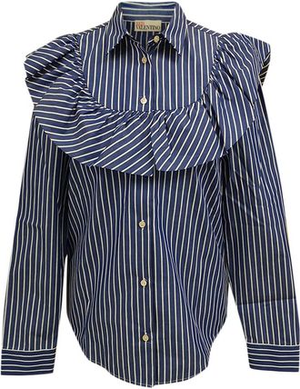 Red Valentino REDValentino Striped Cotton Ruffle Shirt Size XXS