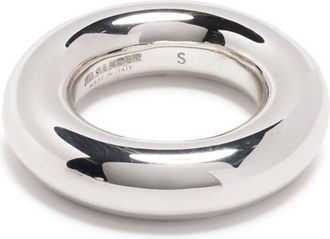 Jil Sander Silver Tone Engraved Logo Ring - Womens - Brass