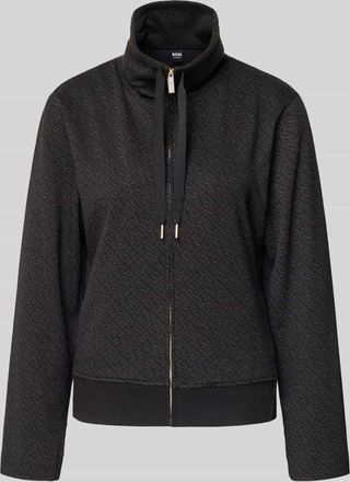 HUGO BOSS Relaxed Fit Sweatjacke aus Baumwoll-Mix Modell MONOGRAM in Black, Größe XXL