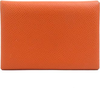 Herm&egrave;s Orange Epsom Leather Coin Purse/Coin Case (Pre-Owned)