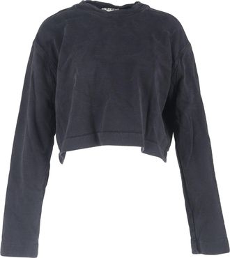 Acne Studios Crewneck Cropped Sweater in Black Cotton