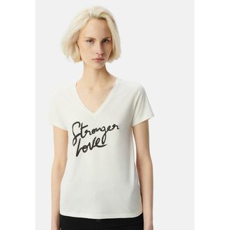 Ikks T-shirt met V-hals en korte mouwen, met tekstopdruk