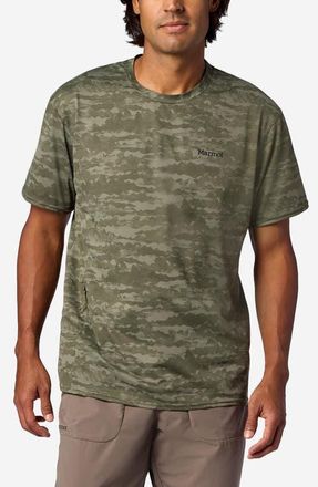 Marmot AirExchange SolarShield UPF Crewneck T-Shirt in Olive Grove Lagos at Nordstrom, Size Xx-Large