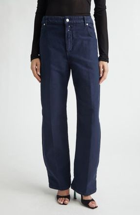 Victoria Beckham Straight Leg Five-Pocket Pants in Navy at Nordstrom, Size 25