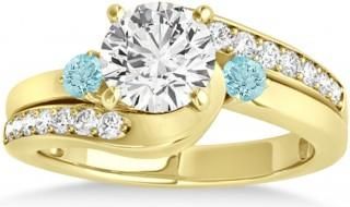 Allurez Swirl Design Aquamarine & Diamond Engagement Ring Setting 14k Yellow Gold 0.38ct