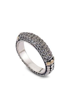 Samuel B. 18K Gold & Sterling Silver Pav&eacute; Semiprecious Stone Band Ring in White at Nordstrom Rack, Size 6