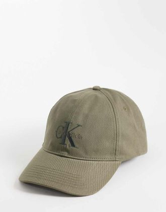 Calvin Klein Cappellino con visiera ricamato color oliva-Verde