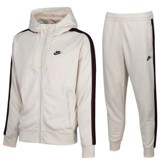Nike Mens Cream Poly Hooded Tracksuit - Size X-Large