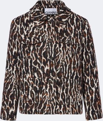 Ganni Leopard-print jacquard jacket