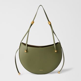 Furla Moonstone Shoulder Bag M Avocado Green Sidney Calf Leather Woman