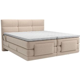 Vente-Unique Vente-unique - Set letto Boxspring 2x90x200 Beige lodi di palacio: Testata trapuntata + Rete relax elet. + Materasso + Topper