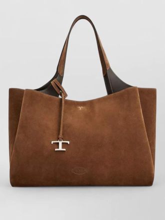 Tod's medium suede shoulder tote two flat handles