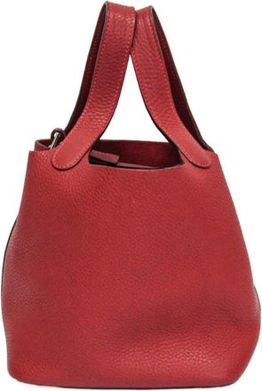 Herm&egrave;s Picotin Clemence Red Leather Handbag (Pre-Owned)