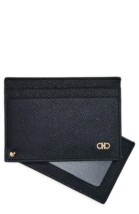 Ferragamo Leather Card Case in Nero Nero at Nordstrom