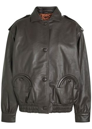 Blazé Milano Ares Charlie Black Leather Designer Bomber Jacket UK10/S - 2 (UK10 / S)