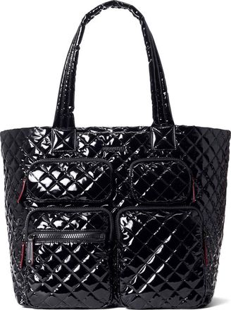 MZ Wallace Large Metro Quilted Nylon Travel Tote in Black Lacquer at Nordstrom