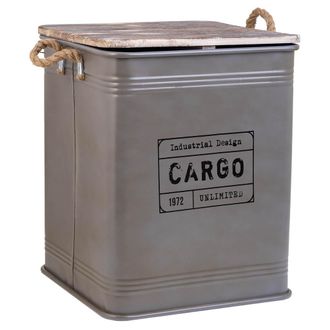 Wanderlust Deco Cesto De Ropa De Metal Impreso Gris 41x41x52