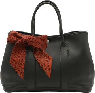 Herm&egrave;s Black Gulliver Leather Handbag Tote Bag (Pre-Owned)