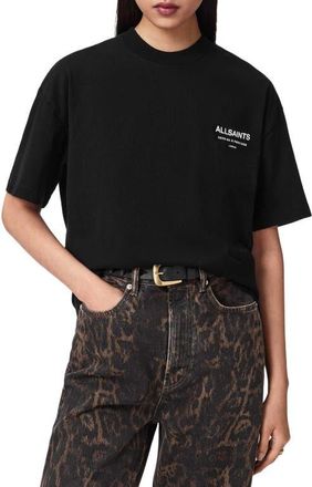 AllSaints Dreamer Etta Oversize Cotton Graphic T-Shirt in Black at Nordstrom, Size Large