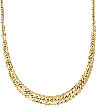 Ross-Simons Italian 18kt Yellow Gold Graduated Cuban-Link Necklace