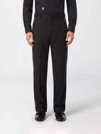 Philipp Plein Straight-Leg Cr&ecirc;pe Tailored Trousers with Pleats