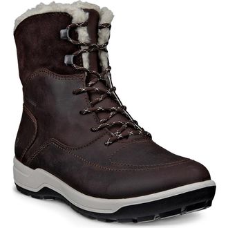 Ecco Trace Lite Waterproof Faux Shearling Lined Hiking Boot in Coffee/Coffee at Nordstrom Rack, Size 11-11.5Us / 42Eu