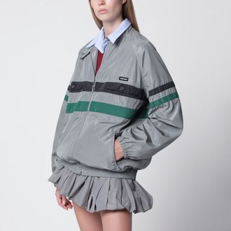 Miu Miu Tech silk blouson in lead grey