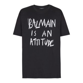 Balmain T-Shirts, male, Black, XL, Printed T-shirt