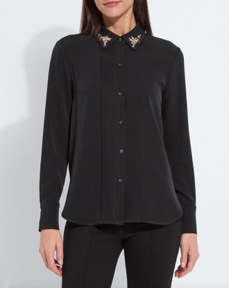 Lyss&eacute; Lizeth Embellished Tuxedo Shirt In Black
